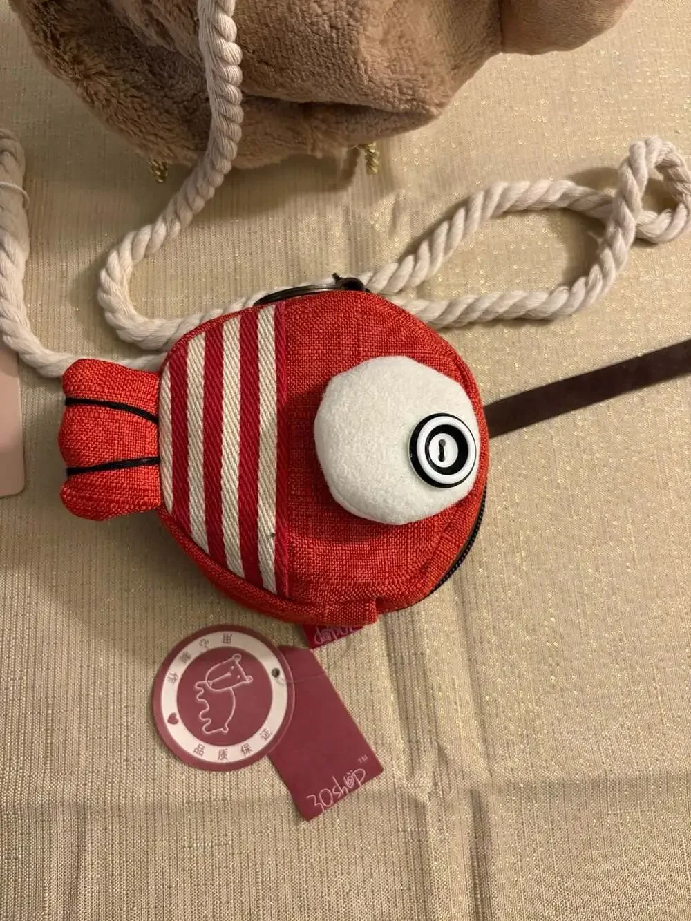 Zara Kids Plush Camel Crossbody Bag and ZoShop Red Fish Coin Purse Bundle